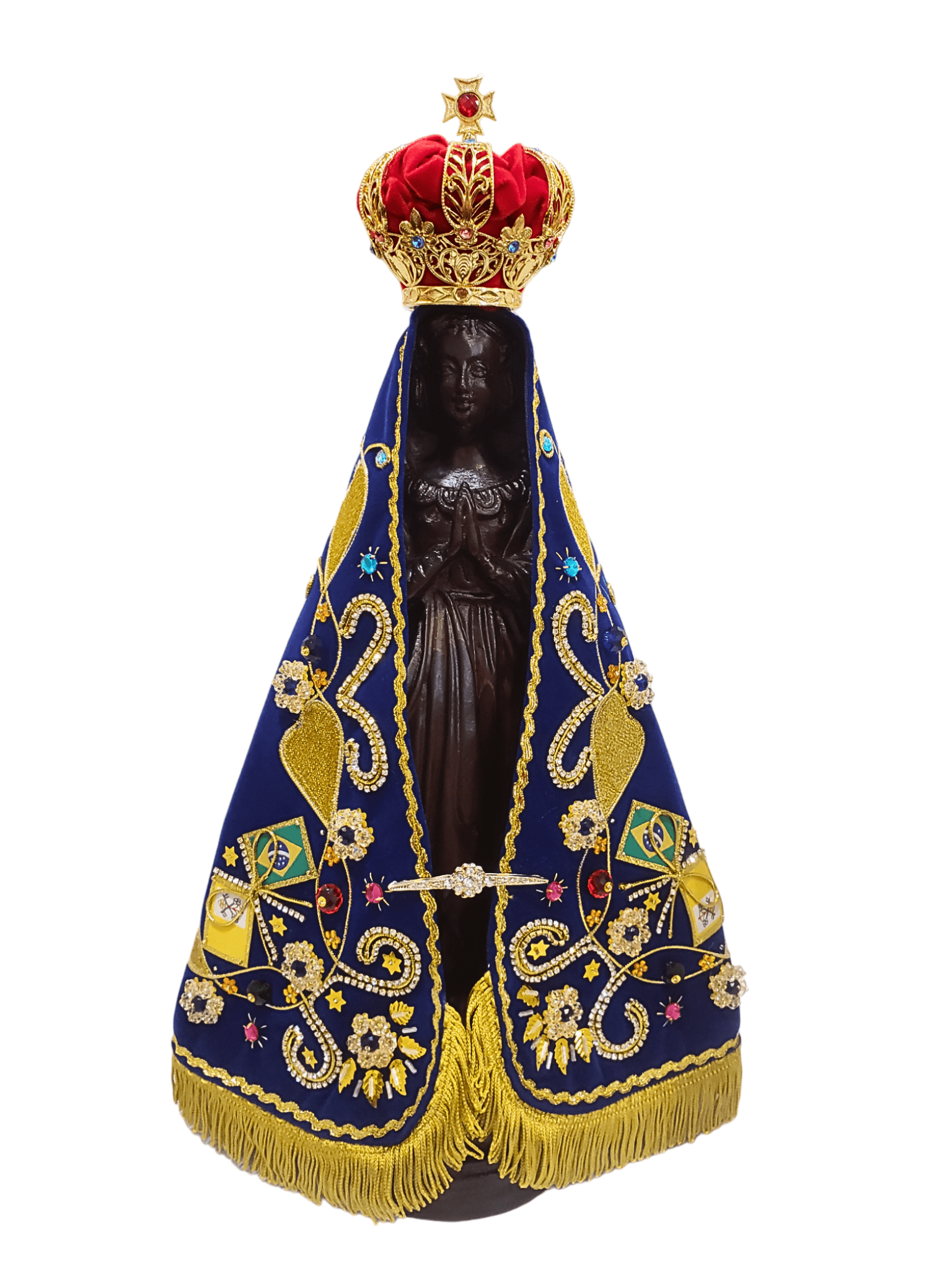 Imagem de Nossa Senhora Aparecida Fac-Símile em Madeira com Manto Oficial 45 cm-TerraCotta Arte Sacra