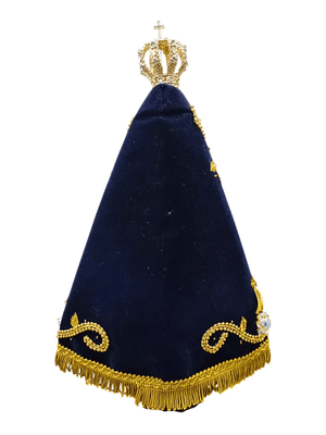 Imagem de Nossa Senhora Aparecida Fac-Símile em Madeira com Manto Pérola Azul 32 cm-TerraCotta Arte Sacra