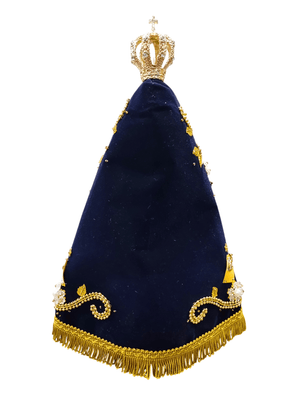 Imagem de Nossa Senhora Aparecida Fac-Símile em Madeira com Manto Pérola Branca 32 cm-TerraCotta Arte Sacra