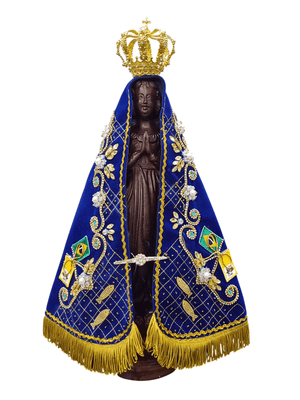 Imagem de Nossa Senhora Aparecida Fac-Símile em Madeira com Manto Pesca Milagrosa 45 cm-TerraCotta Arte Sacra