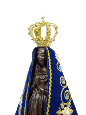Imagem de Nossa Senhora Aparecida Fac-símile em Madeira Manto Arabesco Pedra Azul 45 cm-TerraCotta Arte Sacra