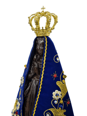 Imagem de Nossa Senhora Aparecida Fac-símile em Madeira Manto Oficial 45 cm-TerraCotta Arte Sacra