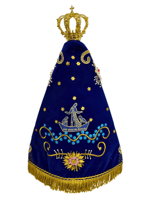 Imagem de Nossa Senhora Aparecida Fac-símile em Madeira Manto Pesca Milagrosa 45 cm-TerraCotta Arte Sacra