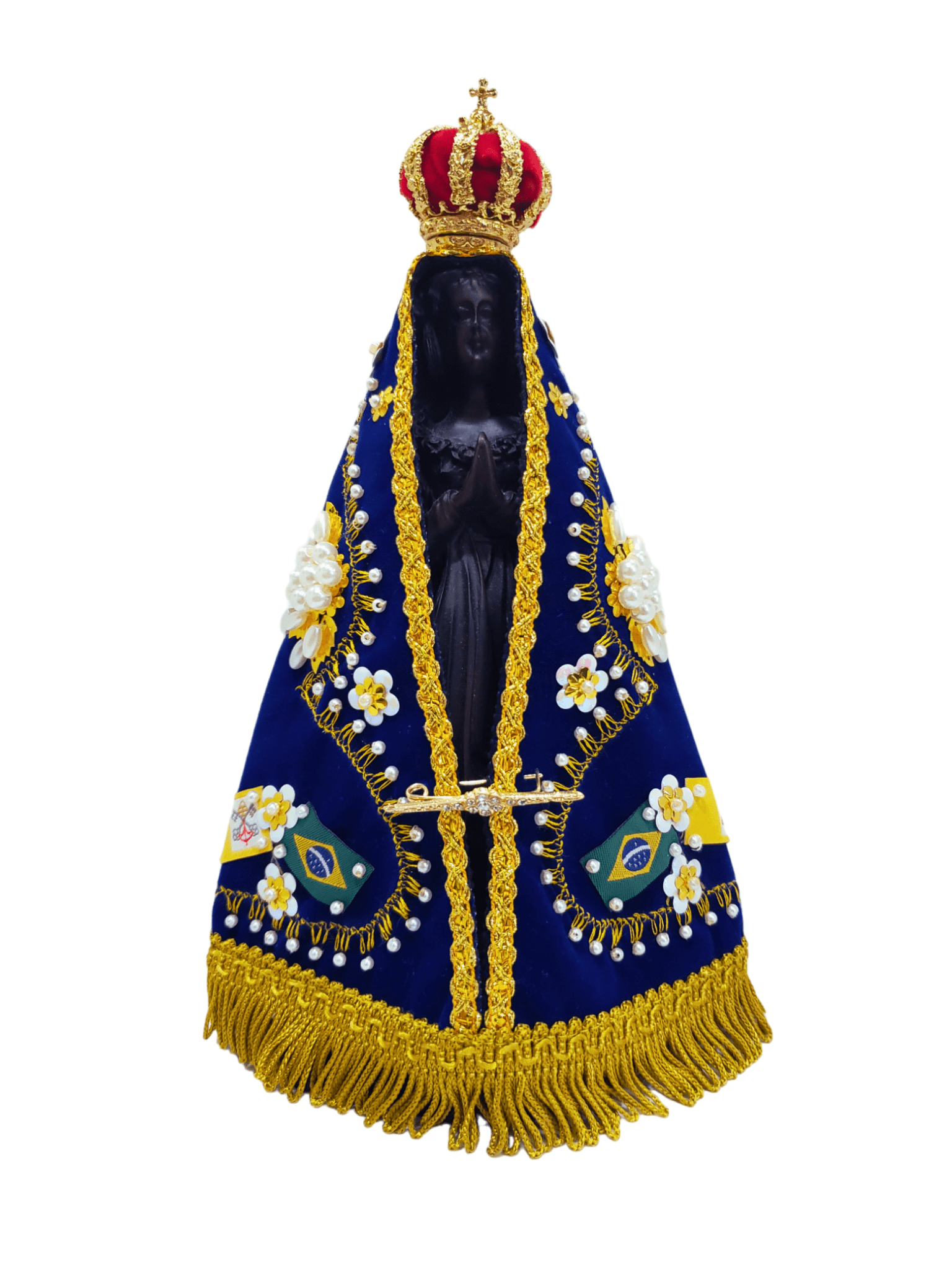 Imagem de Nossa Senhora Aparecida Manto Azul Royal com Flor Pérola 23 cm-TerraCotta Arte Sacra