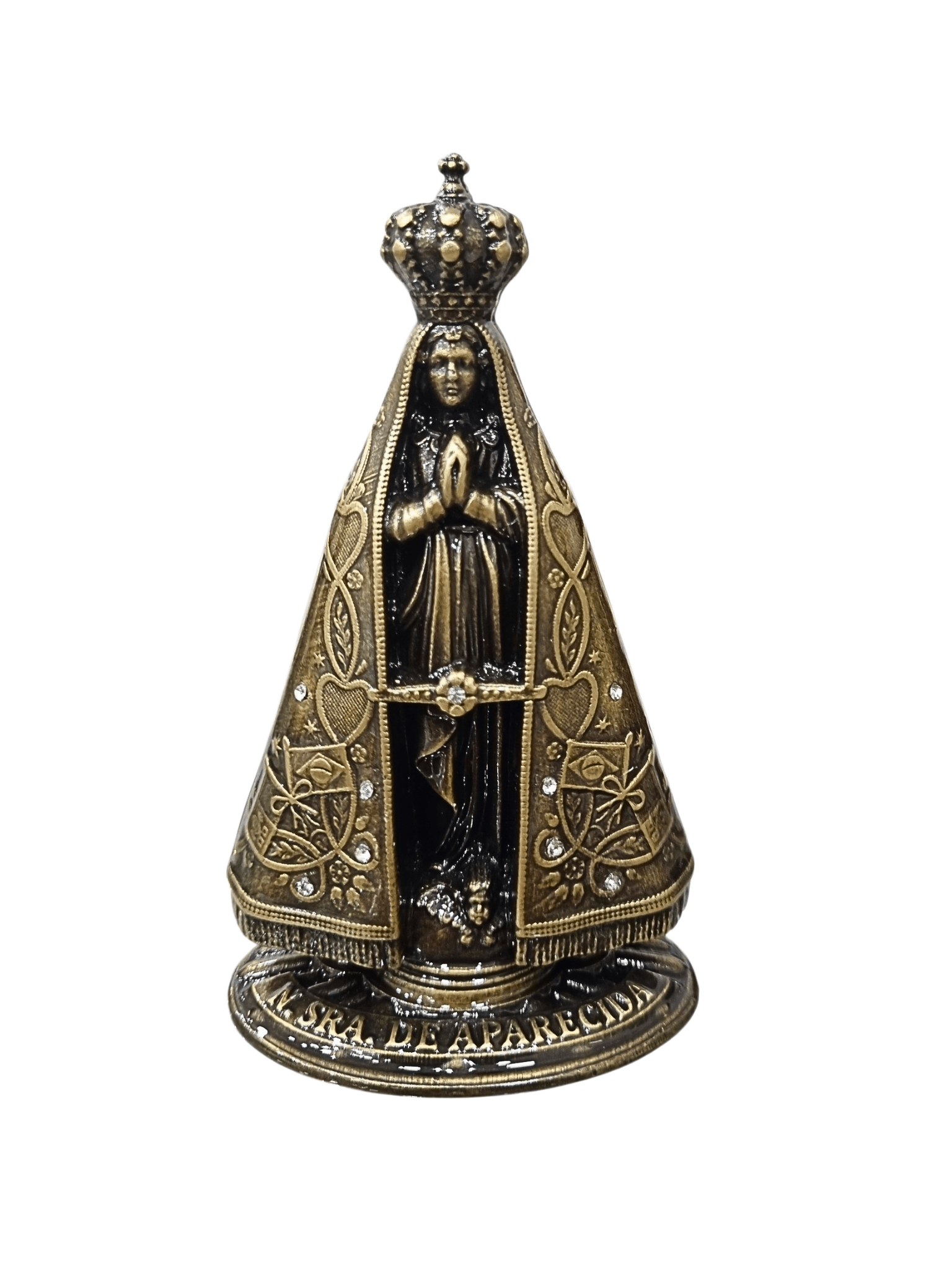 Imagem de Nossa Senhora Aparecida Metal Galvanizado Ouro Velho 10,5 cm-TerraCotta Arte Sacra