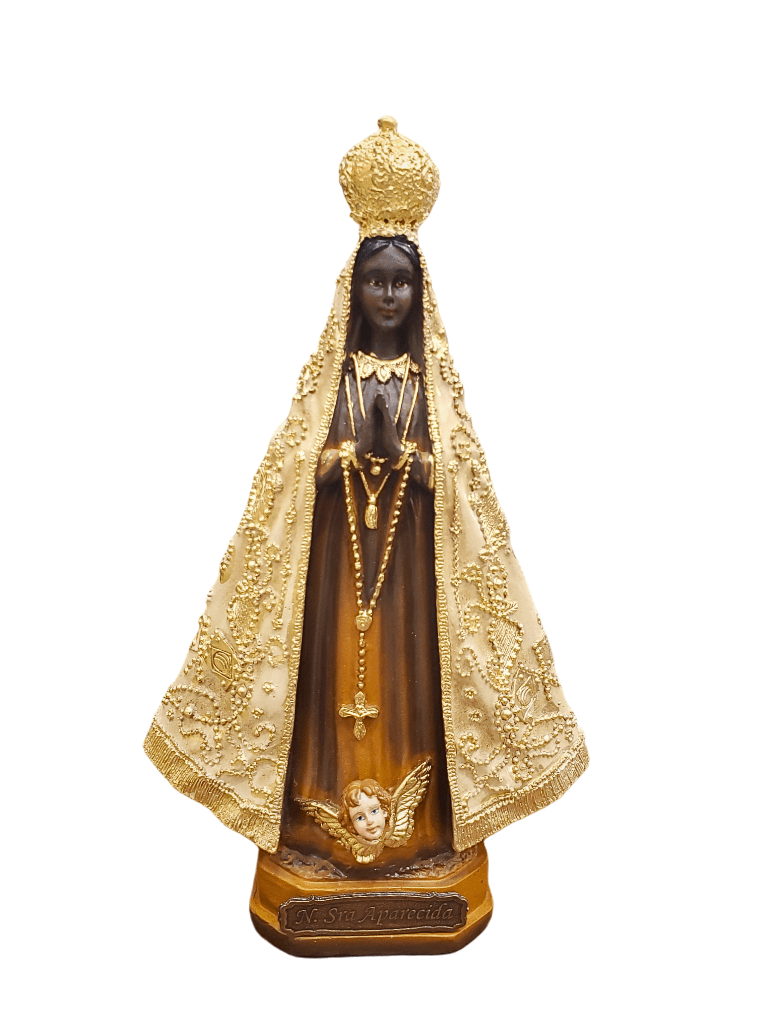 Imagem de Nossa Senhora Aparecida com Manto Dourado 30 cm-TerraCotta Arte Sacra