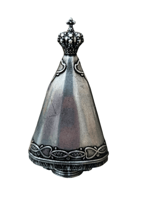 Imagem de Nossa Senhora Aparecida em Metal Prata Velha 8,5 cm-TerraCotta Arte Sacra