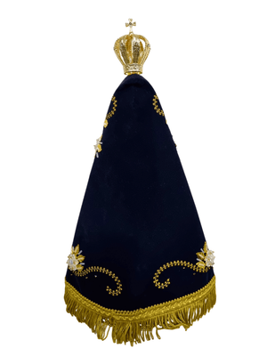 Imagem de Nossa Senhora Aparecida em Pó de Mármore Manto Luxo Flor Branca 35 cm-TerraCotta Arte Sacra