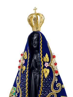 Imagem de Nossa Senhora Aparecida em Pó de Mármore Manto Pesca Milagrosa 41 cm-TerraCotta Arte Sacra