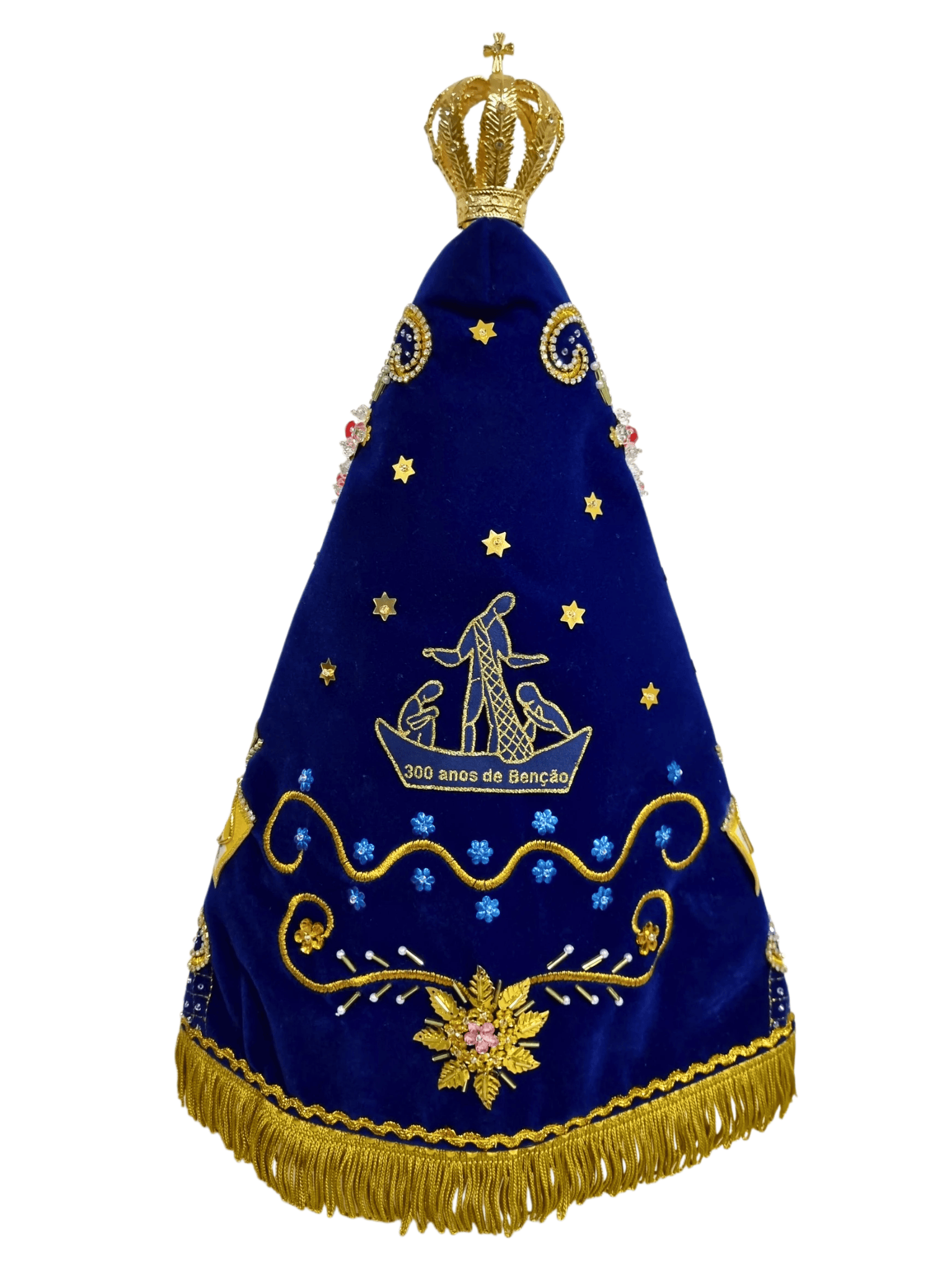 Imagem de Nossa Senhora Aparecida em Pó de Mármore Manto Pesca Milagrosa 41 cm-TerraCotta Arte Sacra