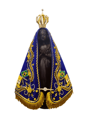 Imagem de Nossa Senhora Aparecida em Pó de Mármore com Manto Luxo 43 cm-TerraCotta Arte Sacra