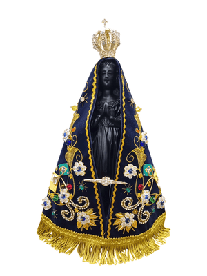 Imagem de Nossa Senhora Aparecida em Pó de Mármore com Manto Oficial 32 cm-TerraCotta Arte Sacra