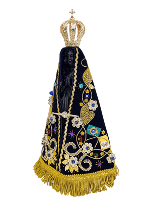 Imagem de Nossa Senhora Aparecida em Pó de Mármore com Manto Oficial Luxo 36 cm-TerraCotta Arte Sacra