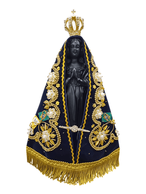 Imagem de Nossa Senhora Aparecida em Pó de Mármore com Manto Pérola Branca 32 cm-TerraCotta Arte Sacra