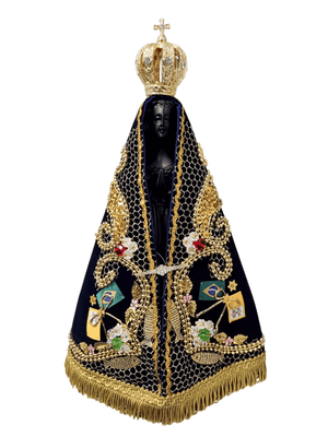 Imagem de Nossa Senhora Aparecida em Pó de Mármore com Manto Pesca Milagrosa 29 cm-TerraCotta Arte Sacra