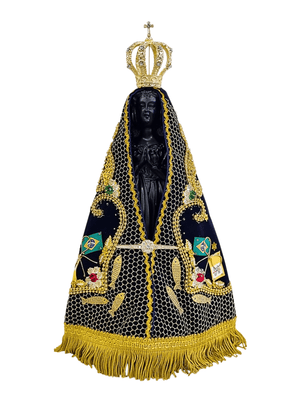 Imagem de Nossa Senhora Aparecida em Pó de Mármore com Manto Pesca Milagrosa 36 cm-TerraCotta Arte Sacra