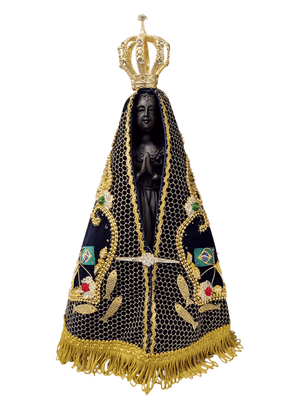Imagem de Nossa Senhora Aparecida em Pó de Mármore com Manto Pesca Milagrosa 36 cm-TerraCotta Arte Sacra
