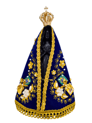 Imagem de Nossa Senhora Aparecida em Pó de Mármore com Manto e Coroa 18 cm-TerraCotta Arte Sacra