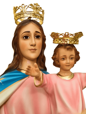 Imagem de Nossa Senhora Auxiliadora em Pó de Mármore com Olhos de Vidro Colorida 85 cm-TerraCotta Arte Sacra