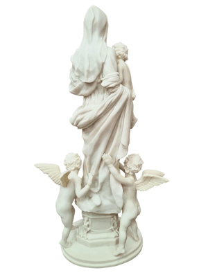 Imagem de Nossa Senhora com Anjos em Pó de Mármore 36 cm-TerraCotta Arte Sacra