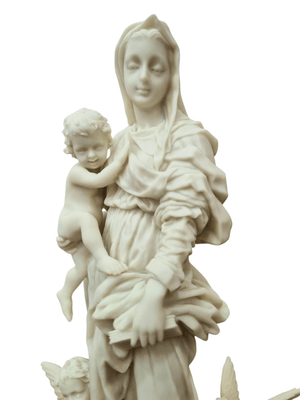 Imagem de Nossa Senhora com Anjos em Pó de Mármore 36 cm-TerraCotta Arte Sacra