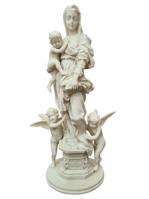 Imagem de Nossa Senhora com Anjos em Pó de Mármore 36 cm-TerraCotta Arte Sacra
