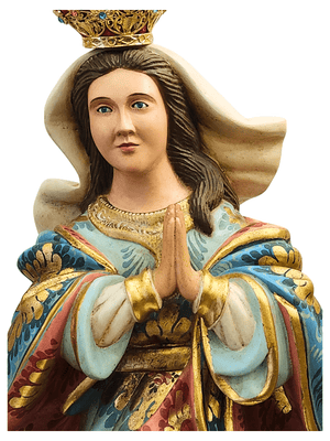 Imagem de Nossa Senhora da Conceição de Madeira Policromada com Olhos de Vidro (Barroco Brasileiro) 80 cm-TerraCotta Arte Sacra
