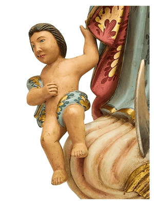 Imagem de Nossa Senhora da Conceição de Madeira Policromada com Olhos de Vidro (Barroco Brasileiro) 80 cm-TerraCotta Arte Sacra