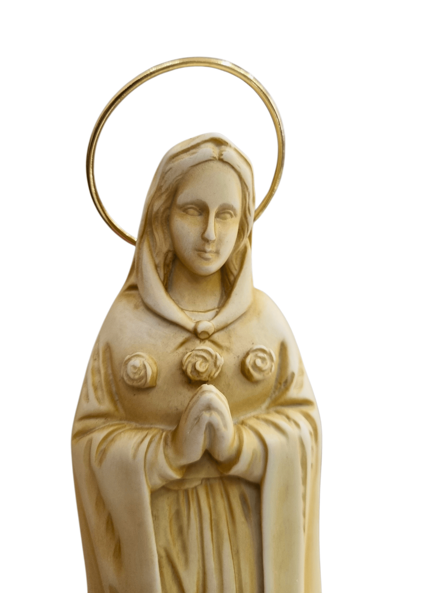 Imagem de Nossa Senhora da Rosa Mística de Pó de Mármore Marfim 15 cm-TerraCotta Arte Sacra