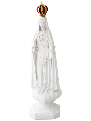 Imagem de Nossa Senhora do Imaculado Coração Fátima 34 cm em Pó de Mármore-TerraCotta Arte Sacra