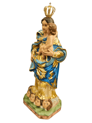 Imagem de Nossa Senhora dos Aflitos de Gesso Policromado com Olhos de Vidro (Barroco Brasileiro) 80 cm-TerraCotta Arte Sacra