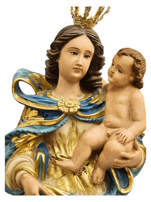 Imagem de Nossa Senhora dos Aflitos de Gesso Policromado com Olhos de Vidro (Barroco Brasileiro) 80 cm-TerraCotta Arte Sacra