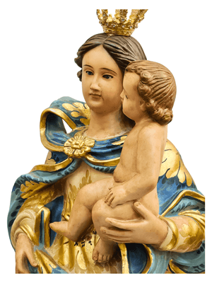 Imagem de Nossa Senhora dos Aflitos de Gesso Policromado com Olhos de Vidro (Barroco Brasileiro) 80 cm-TerraCotta Arte Sacra