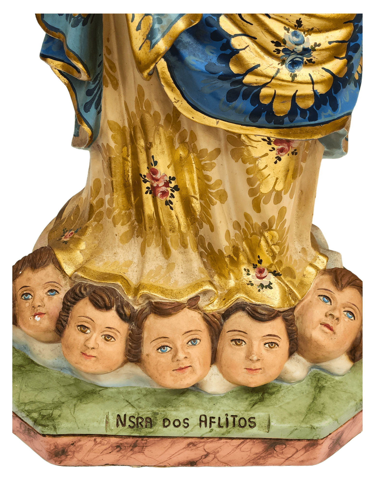 Imagem de Nossa Senhora dos Aflitos de Gesso Policromado com Olhos de Vidro (Barroco Brasileiro) 80 cm-TerraCotta Arte Sacra