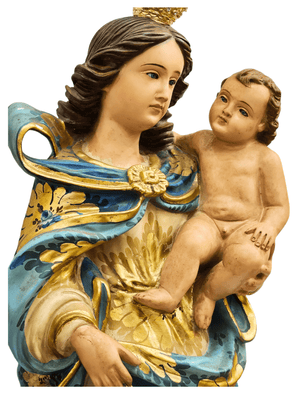 Imagem de Nossa Senhora dos Aflitos de Gesso Policromado com Olhos de Vidro (Barroco Brasileiro) 80 cm-TerraCotta Arte Sacra