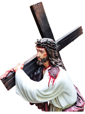 Imagem de Nosso Senhor dos Passos Colorida em Fibra de Vidro 130 m-TerraCotta Arte Sacra