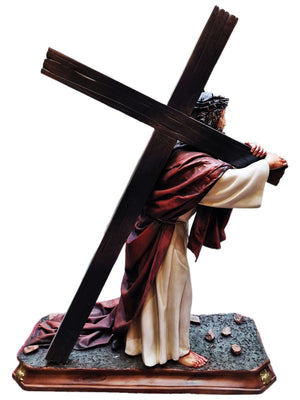 Imagem de Nosso Senhor dos Passos Colorida em Fibra de Vidro 130 m-TerraCotta Arte Sacra