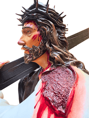 Imagem de Nosso Senhor dos Passos Colorida em Fibra de Vidro 130 m-TerraCotta Arte Sacra