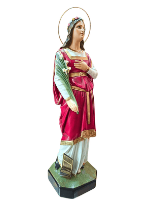 Imagem de Santa Cecília em Pó de Mármore Colorido com Olhos de Vidro 60 cm-TerraCotta Arte Sacra