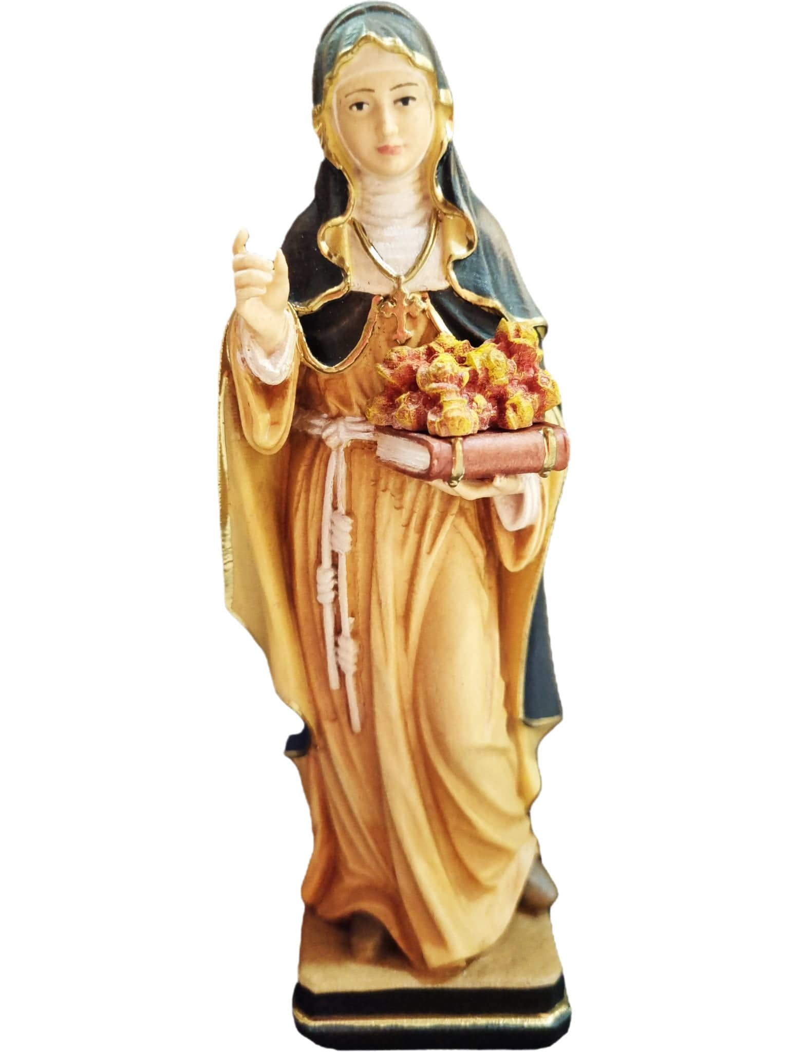 Imagem de Santa Rosa de Lima em Madeira Italiana 15 cm-TerraCotta Arte Sacra