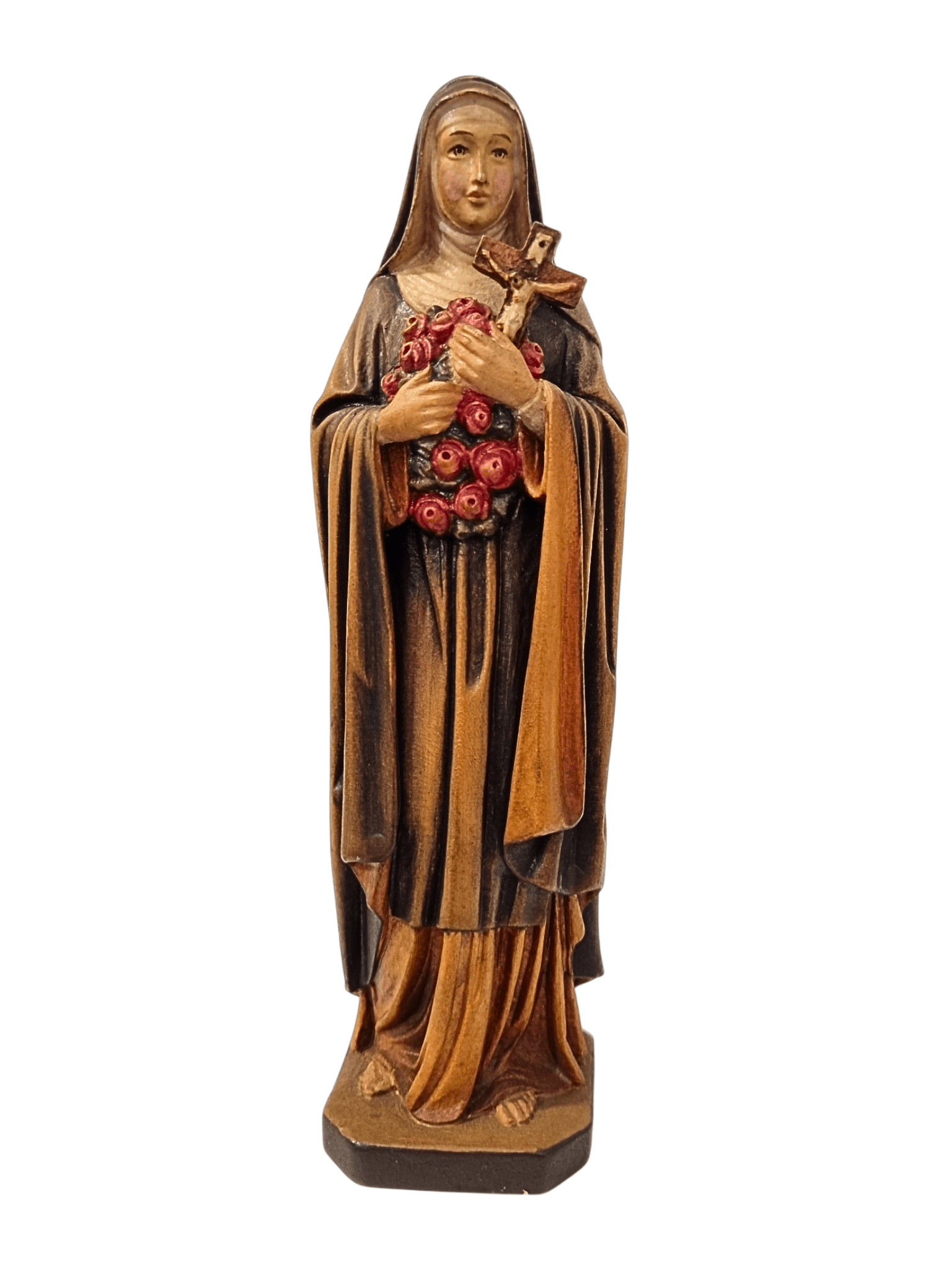 Imagem de Santa Terezinha do Menino Jesus em Madeira Italiana 19,5 cm-TerraCotta Arte Sacra