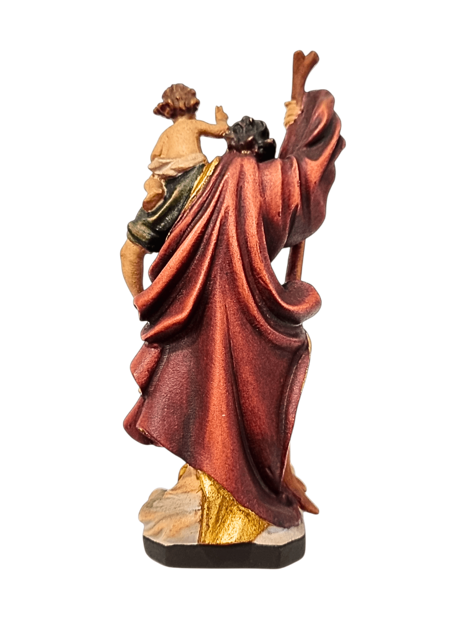 Imagem de São Cristóvão em Madeira Italiana 14,5 cm-TerraCotta Arte Sacra