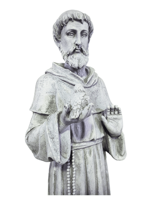 Imagem de São Francisco de Assis em Resina Estilo Pedra 70 cm-TerraCotta Arte Sacra