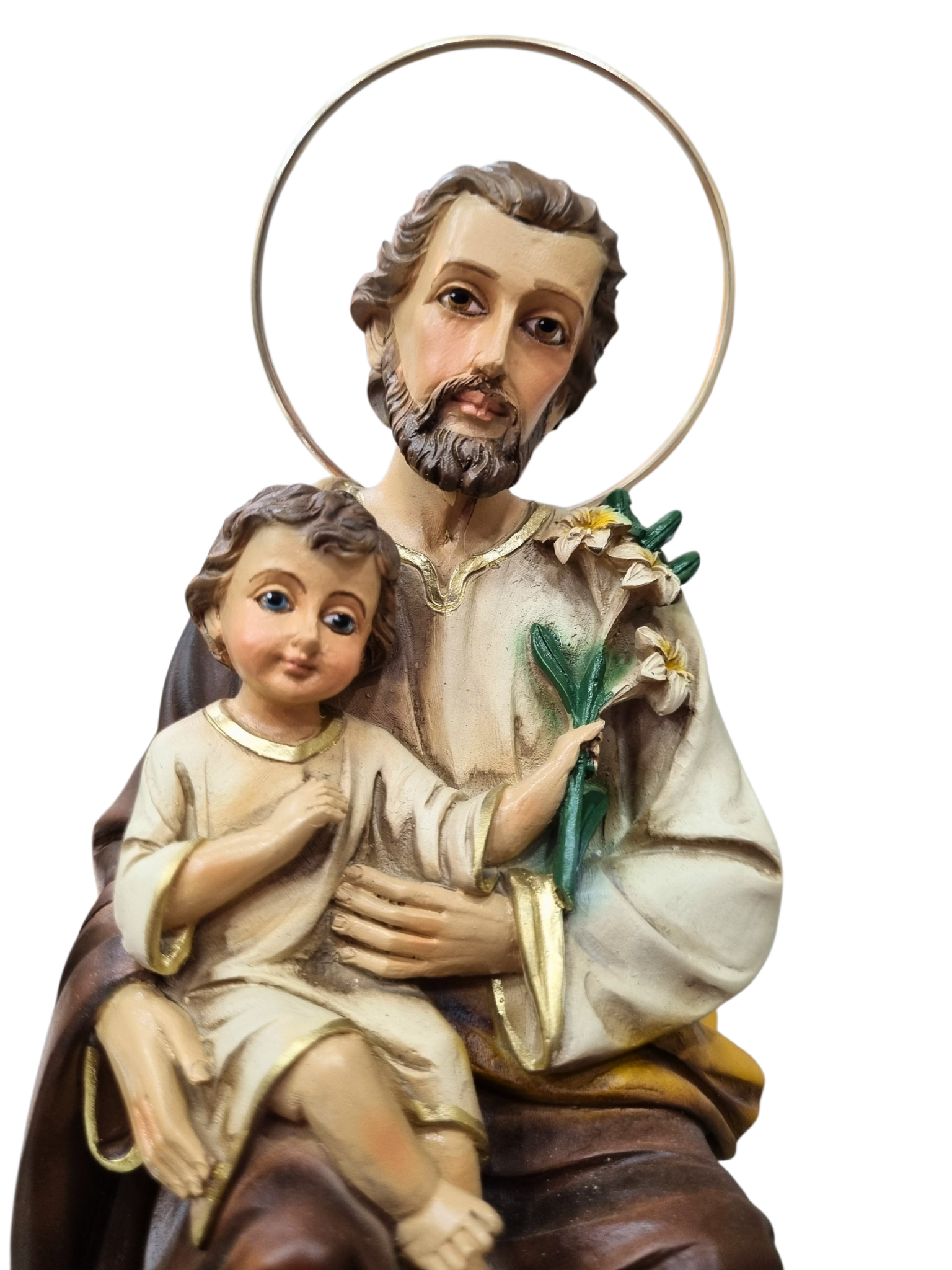 Imagem de São José Sentado em Pó de Mármore Colorida 20 cm-TerraCotta Arte Sacra