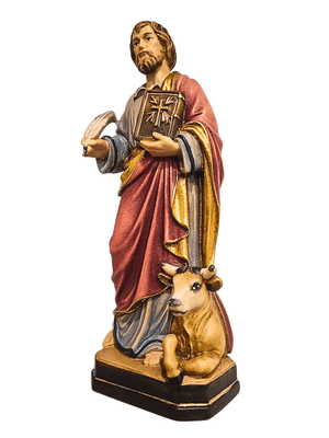 Imagem de São Lucas de Madeira Italiana 20 cm Colorido-TerraCotta Arte Sacra