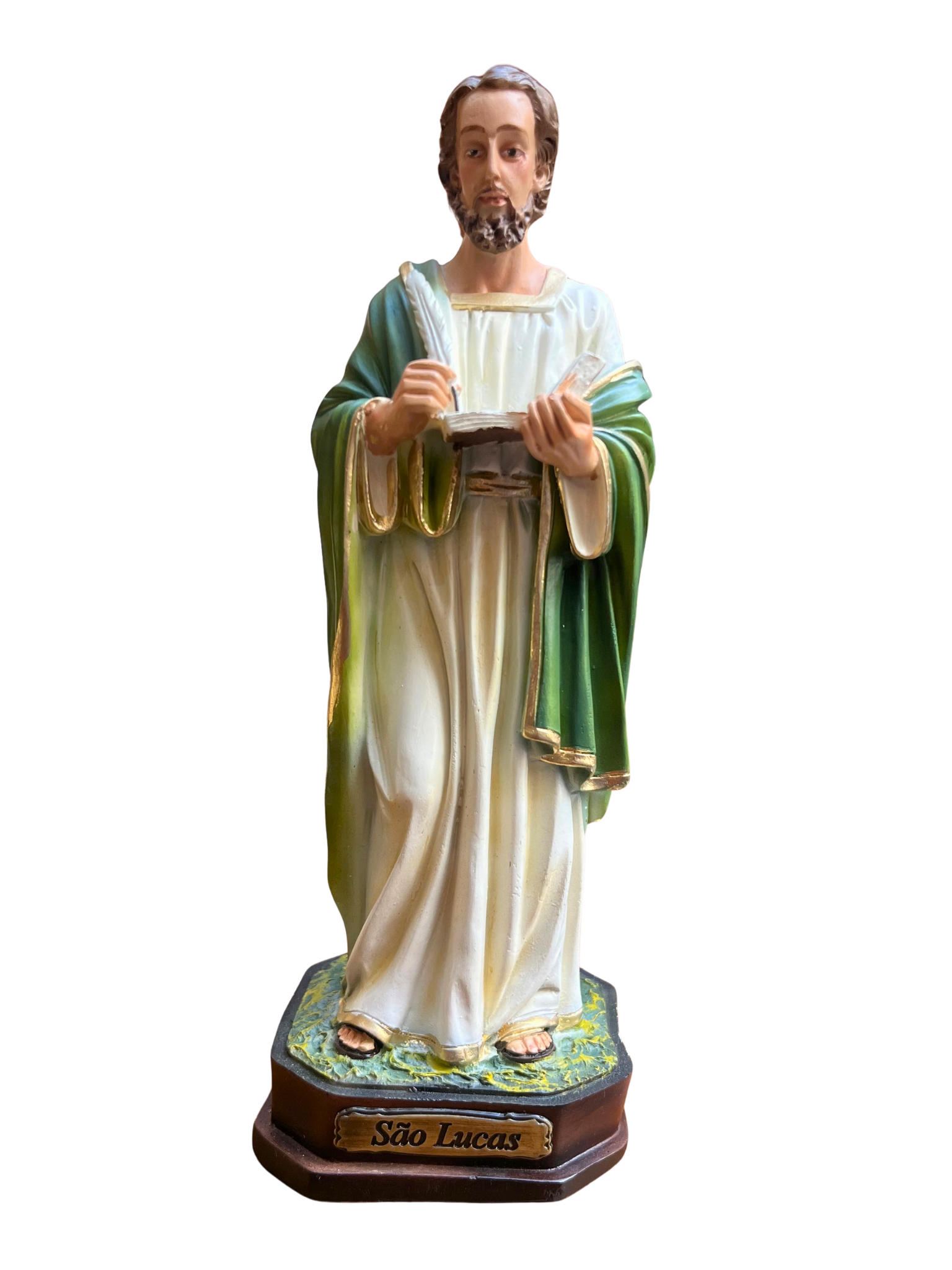 Imagem de São Lucas em Pó de Mármore Colorida 20 cm-TerraCotta Arte Sacra