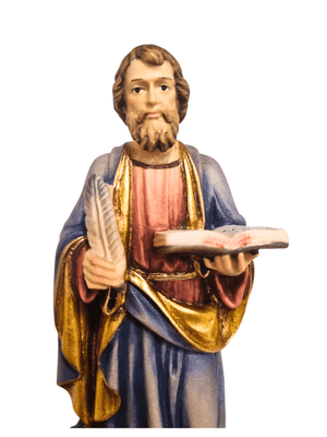 Imagem de São Marcos de Madeira Italiana 20 cm Colorido-TerraCotta Arte Sacra