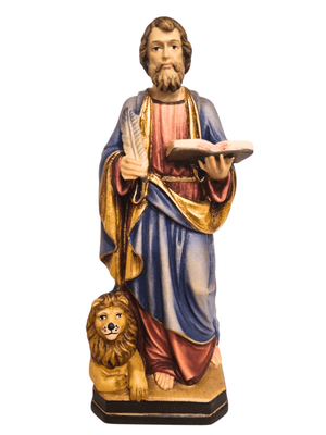 Imagem de São Marcos de Madeira Italiana 20 cm Colorido-TerraCotta Arte Sacra