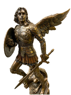 Imagem de São Miguel com Acabamento em Bronze 21 cm-TerraCotta Arte Sacra