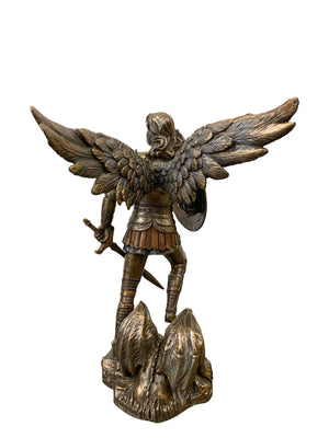 Imagem de São Miguel com Acabamento em Bronze 21 cm-TerraCotta Arte Sacra